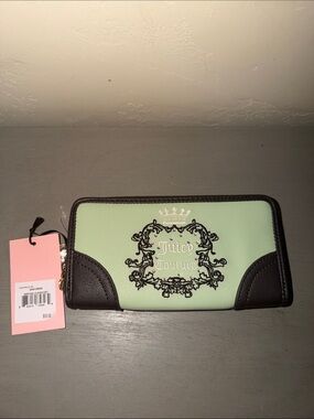 Juicy Couture Mint Green and Black Zip-Around Wallet